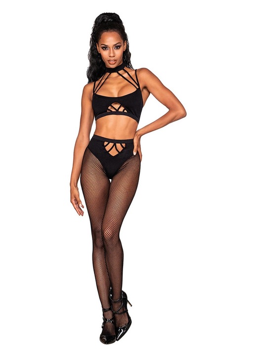 Dreamgirl fehérnemű szett, felső és rövidnadrág, fekete, mikroszálas, One Size INTL