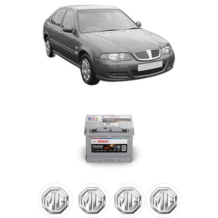Baterie Acumulator 60 Ah 12 V 680 A MG MG ZS SUV (AZS1) 1.0 T-GDi din 2017 KW 82 CP 111 CMC 999, auto, Bosch, 4x Stickere auto cu MG