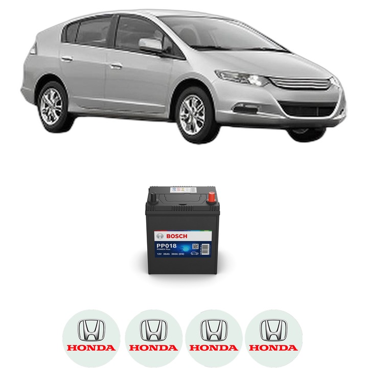 Baterie Acumulator 36 Ah 12 V 360 A HONDA INSIGHT (ZE_) 1.3 IMA (ZE28, ZE2) din 2009 KW 65 CP 88 CMC 1339, auto, Bosch, 4x Stickere auto cu HONDA