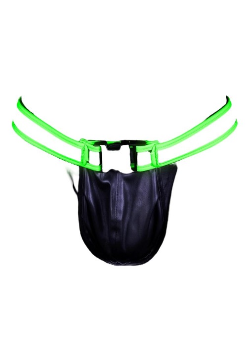 Szexi bugyi, Ouch!, sötétben világító, állítható, fekete zöld, L-XL INTL
