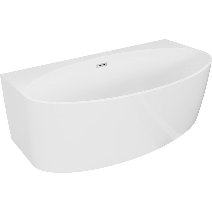 Cada independenta de perete Mexen Bruna 170 x 88 cm, alb lucios, preaplin cromat - 52731708800-01