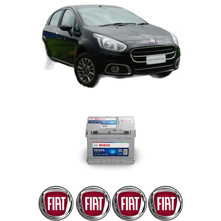 Baterie Acumulator 63 Ah 12 V 610 A FIAT PUNTO EVO (199_) 1.3 D Multijet (199AXD1B, 199AXD1A, 199BXD1B, 199BXD1A,... din 2009-2012 KW 66 CP 90 CMC 1248, auto, Bosch, 4x Stickere auto cu FIAT