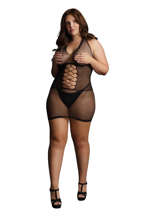 Szexi ruha, ShotsToys, Le Desir, csipke, fekete, nagy méret, One Size INTL