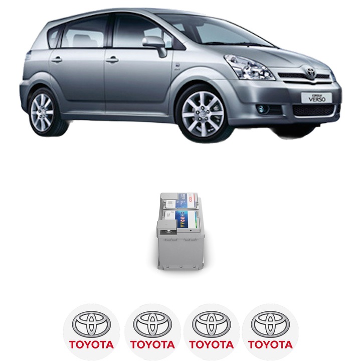 Baterie Acumulator 85 Ah 12 V 800 A TOYOTA COROLLA Verso (ZER_, ZZE12_, R1_) 2.2 D-4D (AUR10_, AUR10R) din 2005-2009 KW 100 CP 136 CMC 2231, auto, Bosch, 4x Stickere auto cu TOYOTA