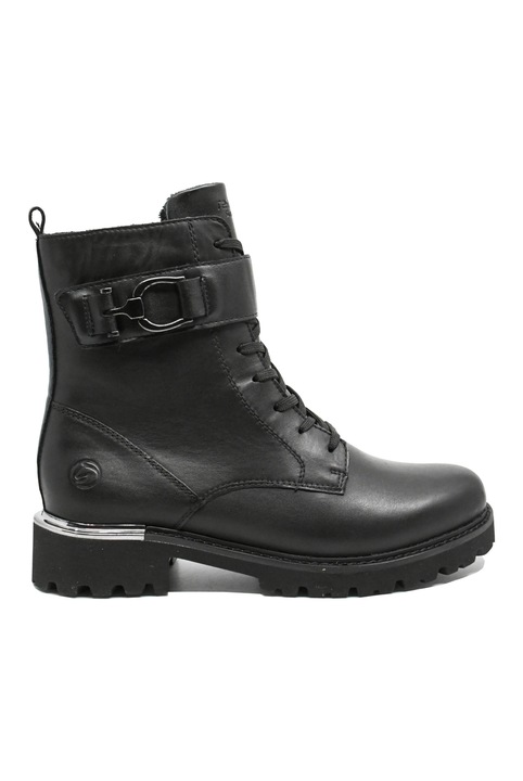 Ghete dama Remonte negre, tip combat, din piele naturala REMD8657-00, Negru