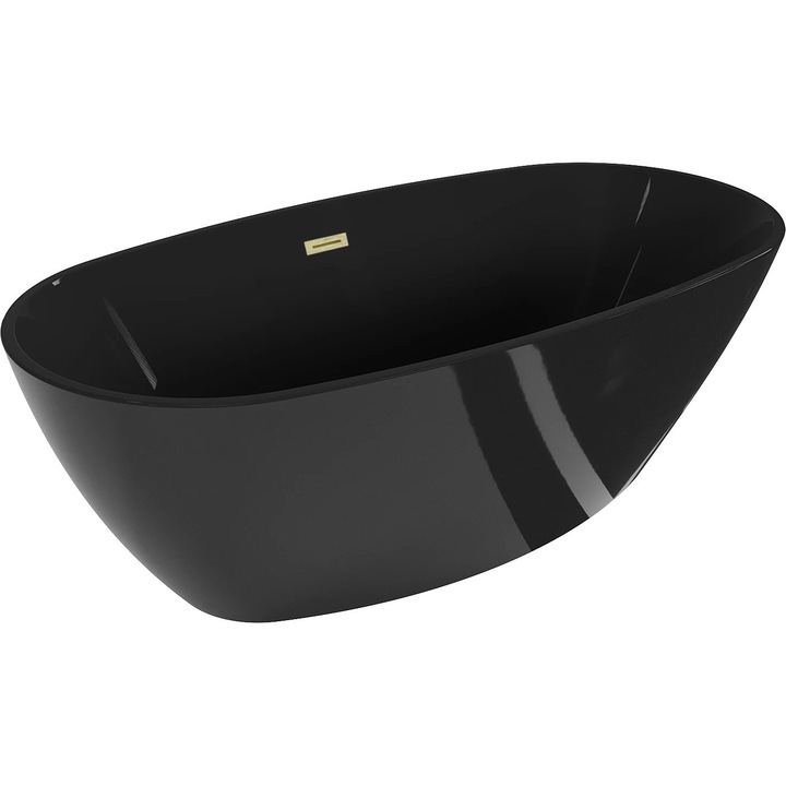 Mexen Eris cada libera 170 x 80 cm, neagra, evacuare aurie periata - 53441708070-55