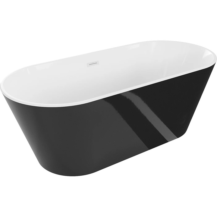 Mexen Flavia cada freestanding 170 x 75 cm, alb/negru, scurgere alba - 54031708075-20