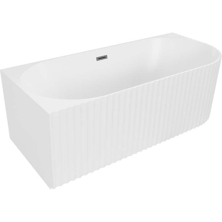 Mexen Gia cada de sine statatoare coltara striata stanga 170 x 80 cm, alb mat, preaplin gri pistol periat - 52701708001L-66