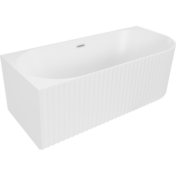 Cada freestanding coltara Mexen Gia, riflata, stanga, 150 x 75 cm, alb mat, preaplin nichel periat - 52701507501L-97