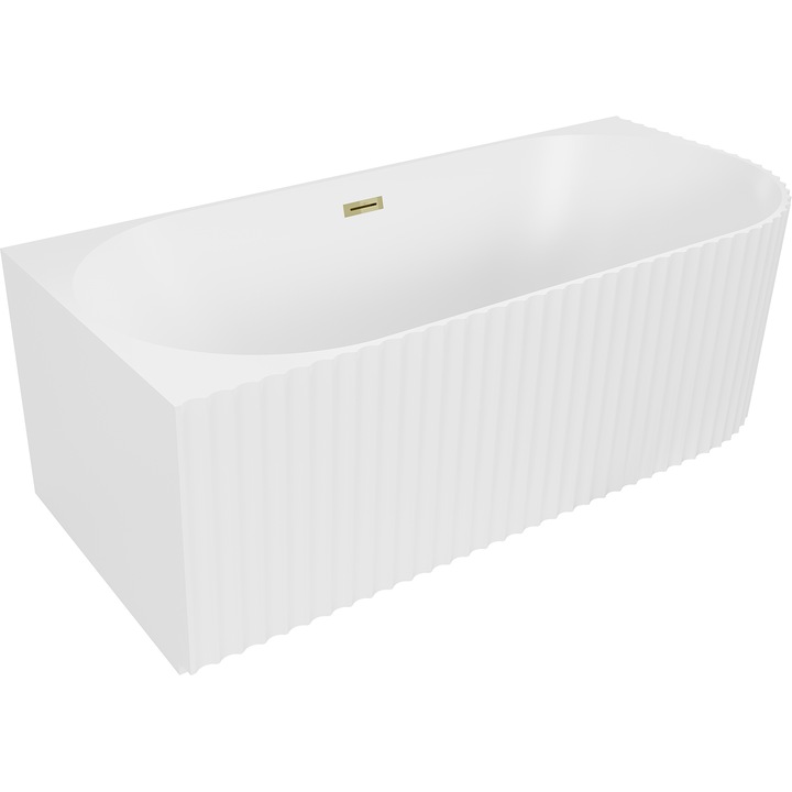 Mexen Gia cada freestanding coltar canelat stanga 170 x 80 cm, alb mat, preaplin auriu - 52701708001L-50