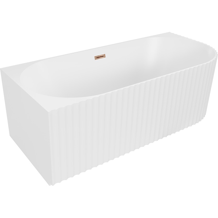 Mexen Gia cada freestanding coltar canelat stanga 170 x 80 cm, alb mat, preaplin aur roz - 52701708001L-60