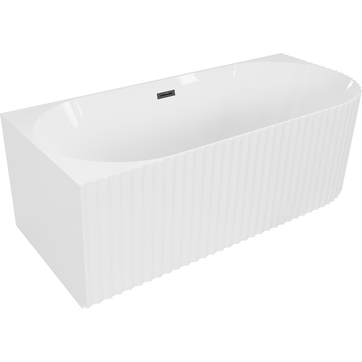 Cada freestanding de colt Mexen Gia, 170 x 80 cm, alb lucios, cu preaplin negru - 52701708000L-70