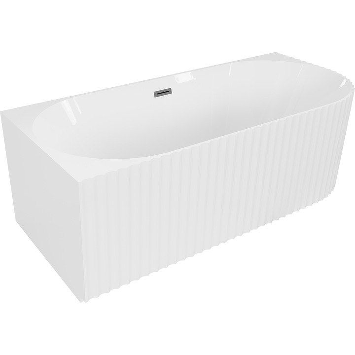 Mexen Gia cada de sine statatoare coltara canelata stanga 170 x 80 cm, alb lucios, preaplin gun metal - 52701708000L-95