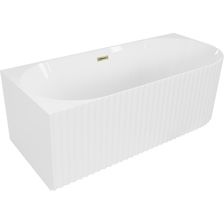 Mexen Gia cada de baie independenta de colt, cu riflaj, stanga 170 x 80 cm, alb lucios, preaplin auriu - 52701708000L-50