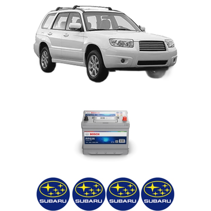 Baterie Acumulator 70 Ah 12 V 540 A SUBARU FORESTER (SH_) 2.0 AWD (SHJ) din 2010 KW 110 CP 150 CMC 1995, auto, Bosch, 4x Stickere auto cu SUBARU