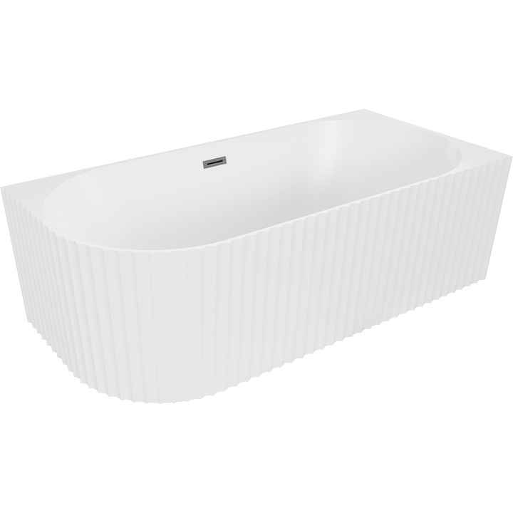 Mexen Gia cada de baie freestanding coltara cu striatii dreapta 170 x 80 cm, alb mat, preaplin gun gray periat - 52701708001P-66