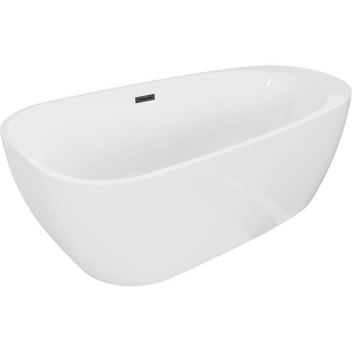 Mexen Giada cada freestanding 170 x 90 cm, alb lucios, preaplin negru - 52741709000-70