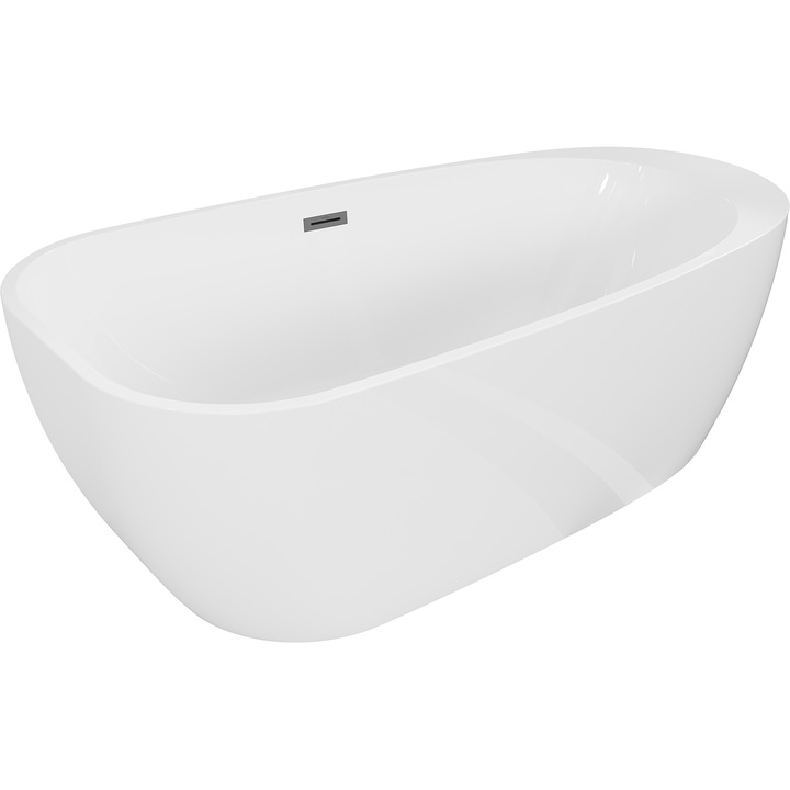 Mexen Giada cada independenta 170 x 90 cm, alb lucios, preaplin gun metal - 52741709000-95