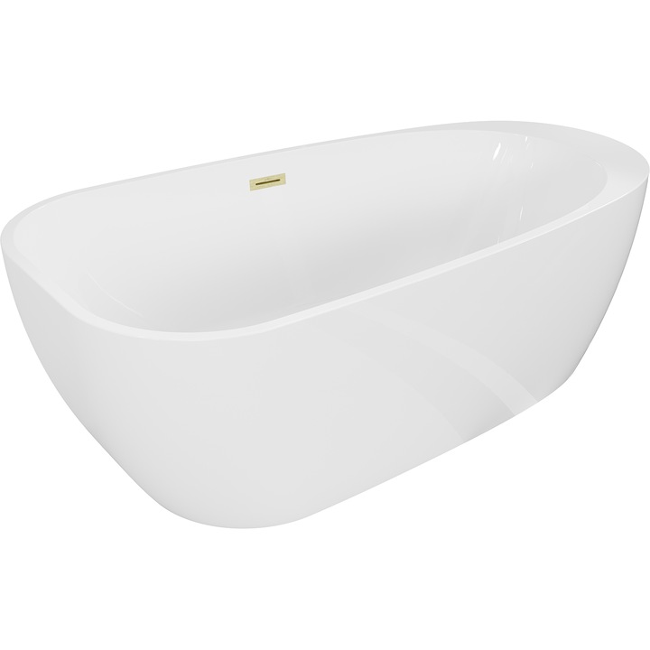 Mexen Giada cada independenta 170 x 90 cm, alb lucios, preaplin auriu periat - 52741709000-55