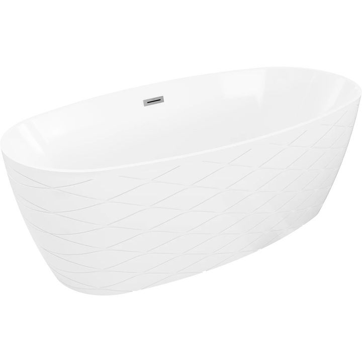 Cada freestanding Mexen Olea, 170x80cm, alb, inaltime 59cm, preaplin metal gun metal