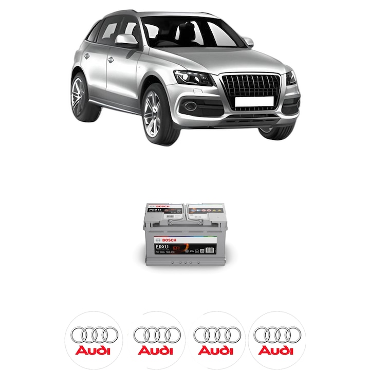Baterie Acumulator 80 Ah 12 V 800 A AUDI Q5 (8RB) SQ5 TDI quattro din 2015-2017 KW 240 CP 326 CMC 2967, auto, Bosch, 4x Stickere auto cu AUDI
