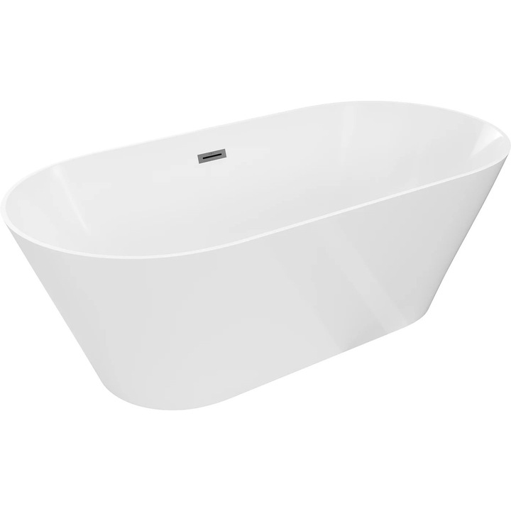 Mexen Luna Slim cada freestanding 170 x 75 cm, alba, preaplin gun metal - 52041707500-95