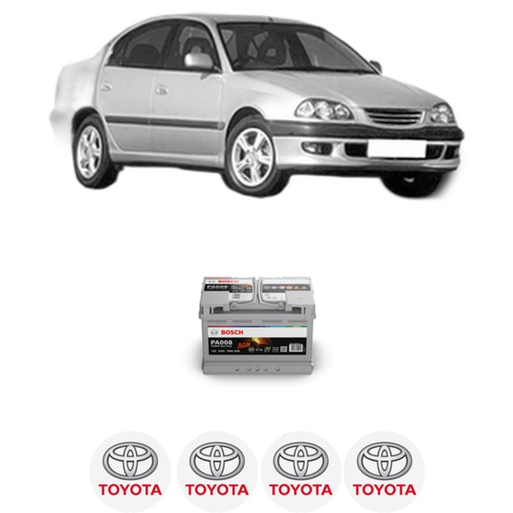 Baterie Acumulator 70 Ah 12 V 760 A TOYOTA AVENSIS (_T22_) 2.0 D-4D (CDT220) din 2002-2003 KW 85 CP 116 CMC 1995, auto, Bosch, 4x Stickere auto cu TOYOTA