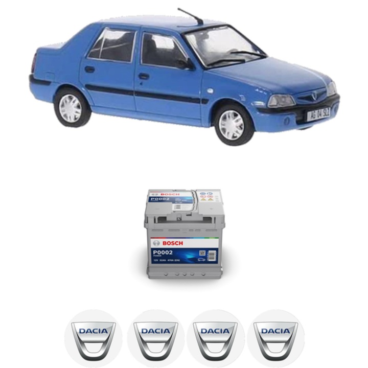 Baterie Acumulator 52 Ah 12 V 470 A DACIA SOLENZA (B41_) 1.4 (B41A, B41B, B41C) din 2003-2005 KW 55 CP 75 CMC 1390, auto, Bosch, 4x Stickere auto cu DACIA