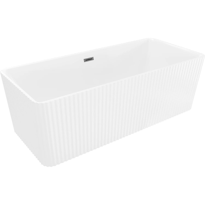 Mexen Nila cada freestanding canelata 170 x 75 cm, alba, preaplin gri arma periat - 52841708000-66