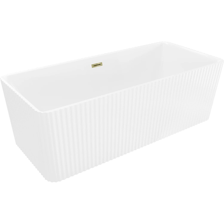 Mexen Nila cada freestanding canelata 170 x 75 cm, alba, preaplin auriu - 52841708000-50