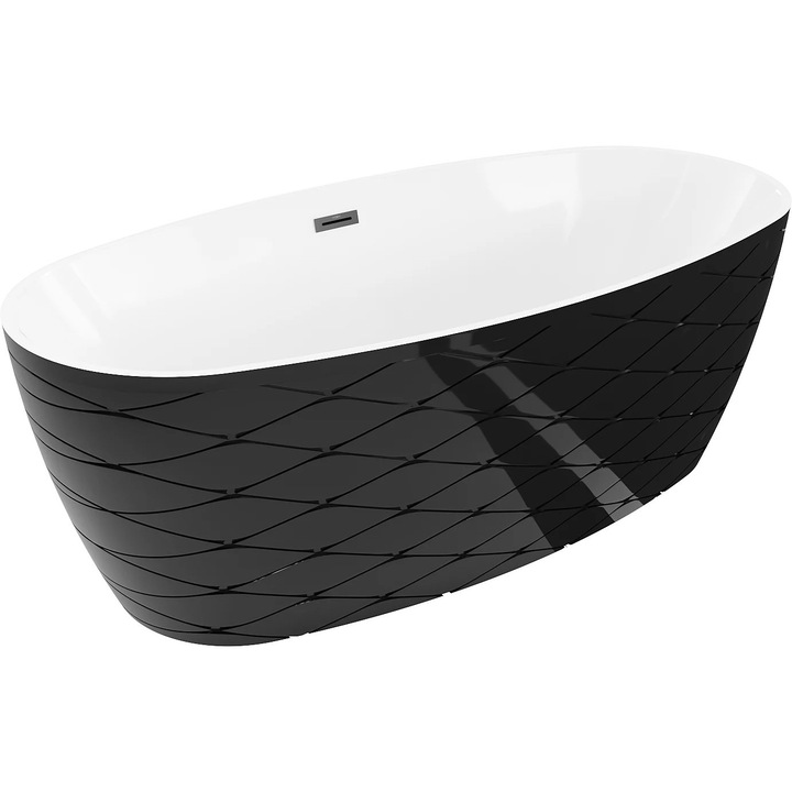 Cada freestanding Mexen Olea model 170 x 80 cm, alb/negru, preaplin negru - 52821708075-70