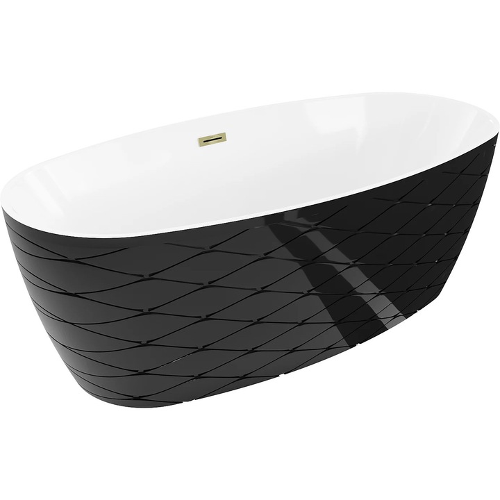 Cada freestanding Mexen Olea model 170 x 80 cm, alb/negru, preaplin auriu - 52821708075-50