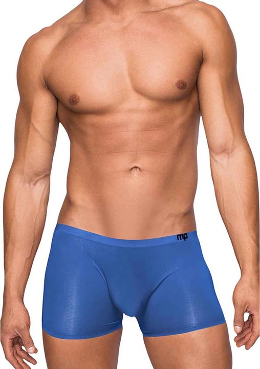 Boxeri barbati Male Power Seamless Sleek, talie joasa, picioare inalte, albastru, material elastic, S INTL