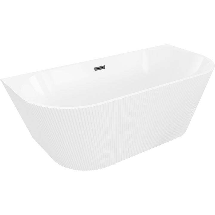 Mexen Oris cada cu montaj liber langa perete, cu caneluri 170 x 80 cm, alba, preaplin negru - 52871708000-70