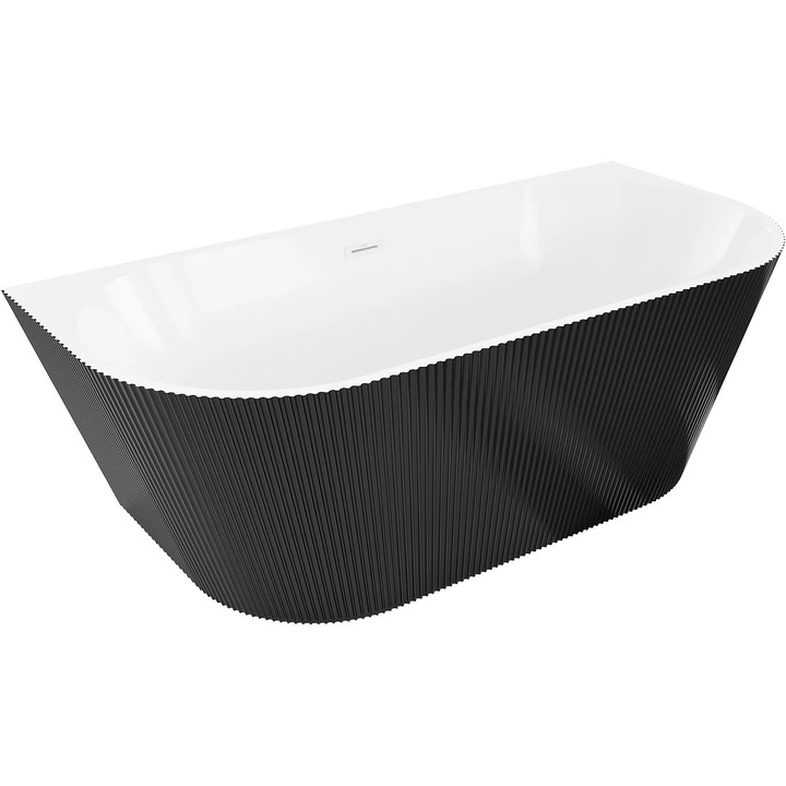 Cada freestanding Mexen Oris pe perete, cu striatii, 170 x 80 cm, alb/negru, preaplin alb - 52871708075-20