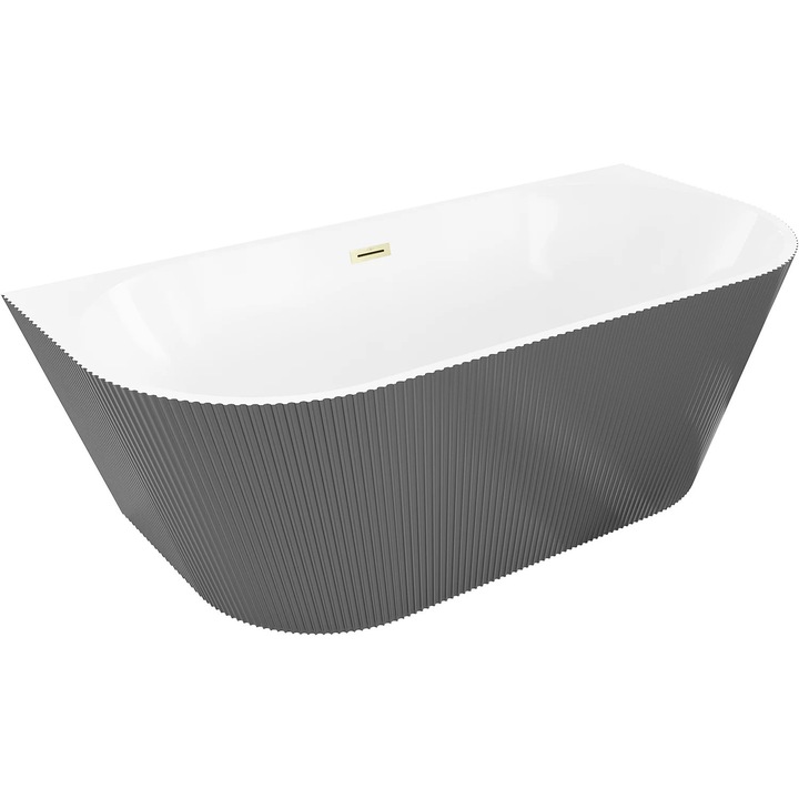 Cada de baie freestandinga Mexen Oris 150 x 75 cm, alb/gri, preaplin auriu periat - 52871507562-55