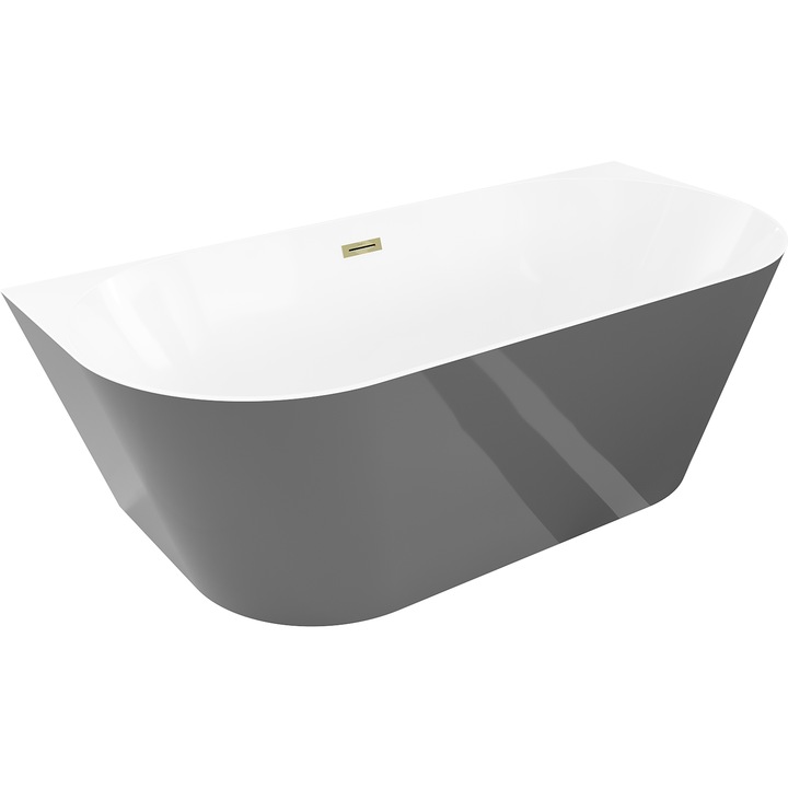 Mexen Oval Slim cada freestanding de perete 170 x 80 cm, alb/gri, preaplin auriu - 52661708062-50