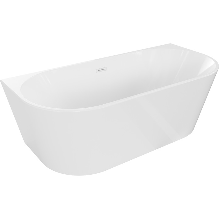Mexen Oval cada freestanding cu perete 150 x 75 cm, alb, evacuare alba - 52671507500-20