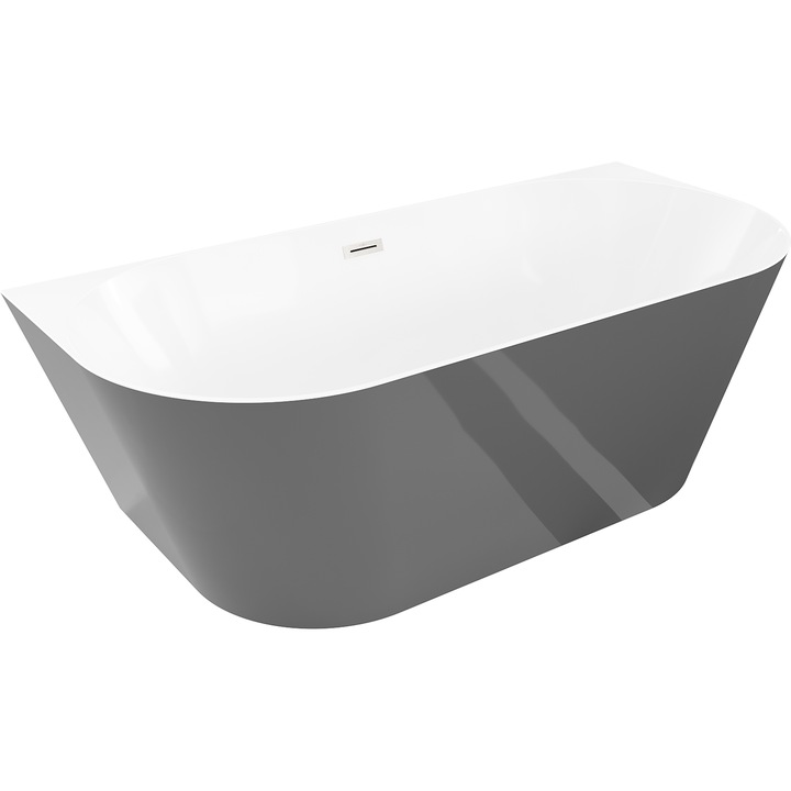 Cada de sine statatoare Mexen Oval Sim, 170 x 80 cm, alb/gri, preaplin nichel periat - 52661708062-97