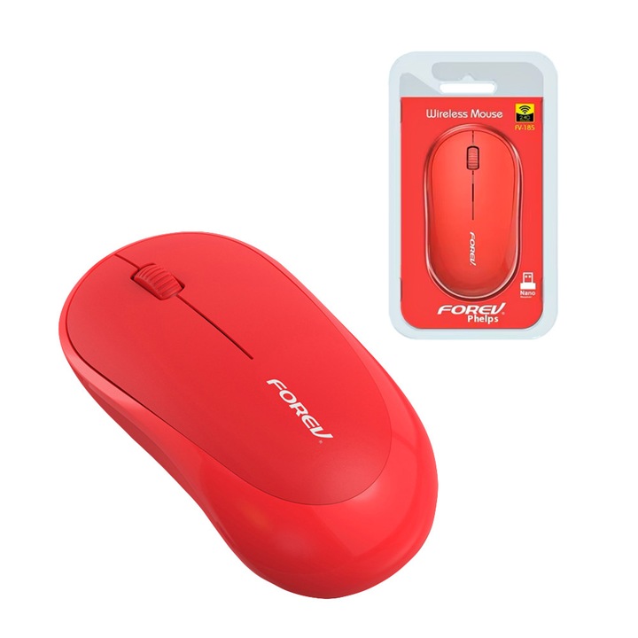 Mouse fără fir Forev Business FV-185, roșu, 3 butoane