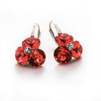 Cercei Argint DaviCrystals cu cristale trifoi cu leverback mic padparadscha Cercei Argint DaviCrystals cu cristale trifoi cu leverback mic padparadscha