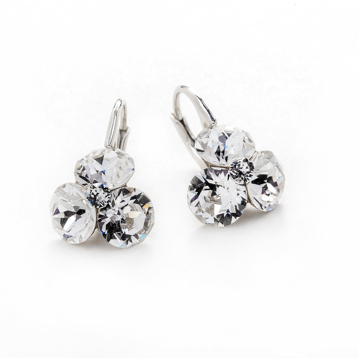 Cercei Argint DaviCrystals cu cristale trifoi cu leverback mic crystal