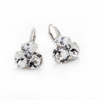 Cercei Argint DaviCrystals cu cristale trifoi cu leverback mic crystal Cercei Argint DaviCrystals cu cristale trifoi cu leverback mic crystal