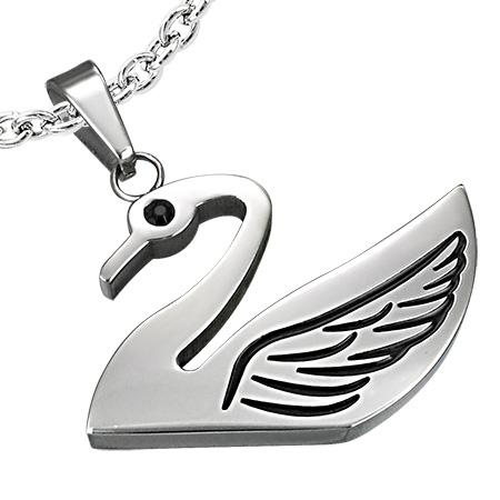 Pandant otel inox in forma de lebada - BeSpecial 1082, 1,8, Argintiu