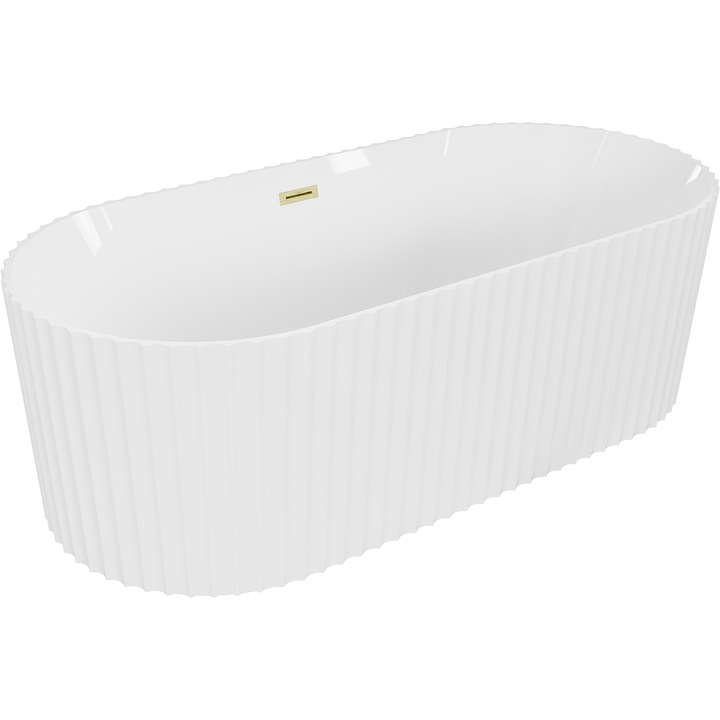 Mexen Paola cada freestanding, 170 x 80 cm, alb lucios, preaplin auriu periat - 52721708000-55