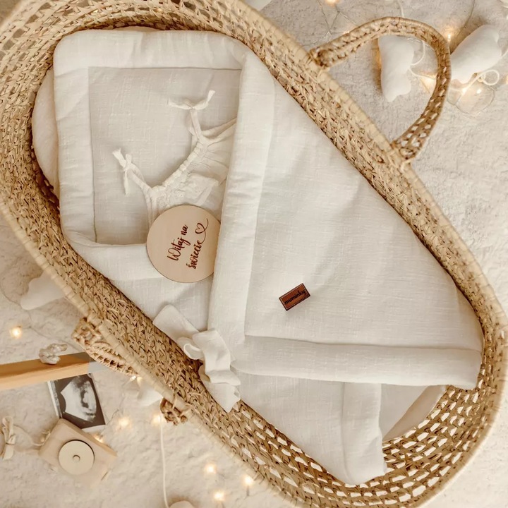 Одеяло за бебета Муминки, муселин розета, кремаво, 75x75см