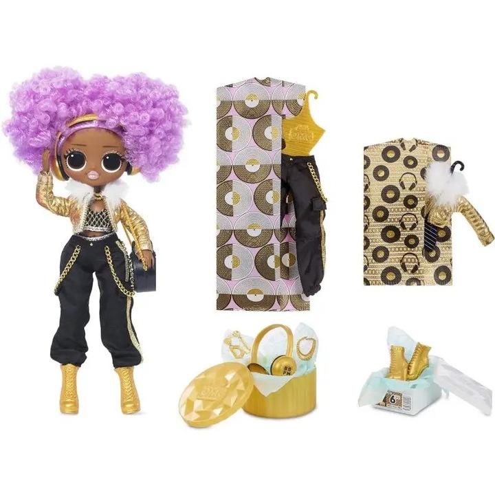 Papusa LoL Omg DJ 24K - Set cu 20 de Surprize si Accesorii Deluxe