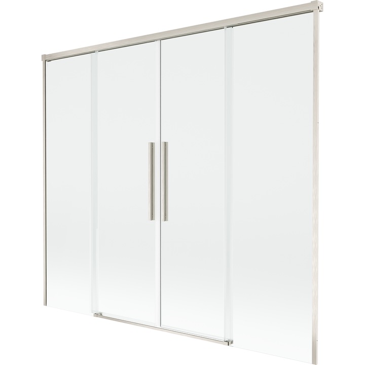 Paravan de cada Mexen Rox, 2 panouri glisante, 170x150cm, transparent, nichel periat