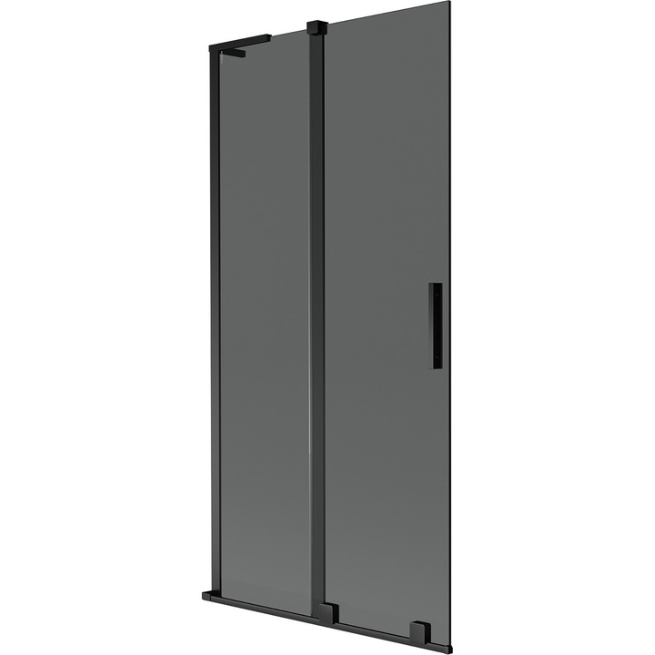 Paravan baie Mexen Velar L, 2-paneluri glisante, grafit/negru, 95x150cm