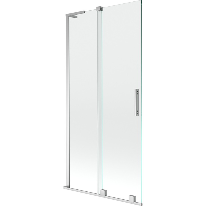 Paravan de cada Mexen Velar L, cu 2 usi glisante, 95 x 150 cm, transparent, crom - 896-095-003-01-01